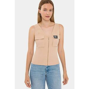 Bluza dama - vesta scurta cu decolteu in V - bej - jerseu imagine