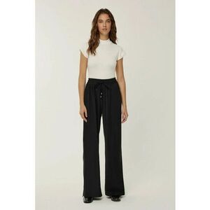 Pantaloni dama - cu talie elastica - negri - poliester imagine