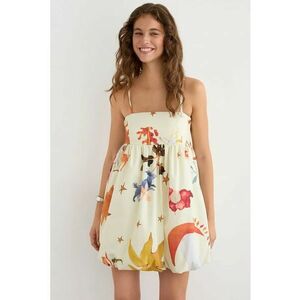 Rochie mini - Imprimeu - Bej - Bej imagine