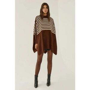Pulover dama - pulover lung tricotat - dungi - castaniu-maro - tricot - imagine