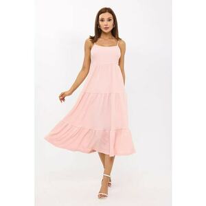 Rochie midi - bretele subtiri - straturi - roz - textil imagine