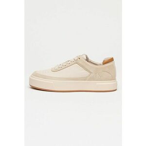 Pantofi sport flatform din piele cu logo - Bej imagine