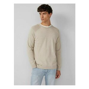 Pulover tricotat barbati cu guler rotund si maneci raglan - Crem imagine