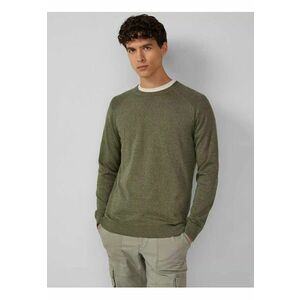 Pulover tricotat barbati cu guler rotund si maneci raglan - Verde inchis imagine