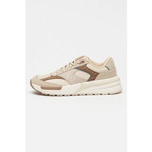Pantofi sport low-cut cu garnituri din piele intoarsa si detalii logo - Maro/Bej imagine