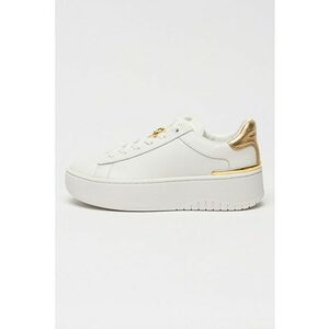 Pantofi sport flatform din piele cu accente metalizate Dottie - Alb/Auriu imagine