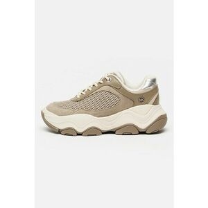 Pantofi sport wedge din piele intoarsa cu garnituri din material textil Atlas - Maro taupe imagine