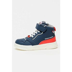 Pantofi sport mid-high din piele ecologica cu garnituri contrastante - Rosu/Alb/Bleumarin imagine