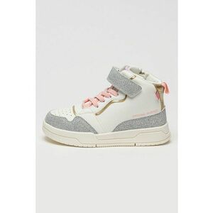 Pantofi sport mid-high din piele ecologica cu detalii cu aspect stralucitor - Alb/Auriu/Argintiu imagine