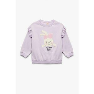 Bluza de trening cu volane si detaliu brodat - Lila imagine