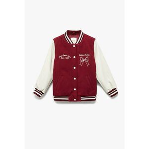Jacheta varsity cu guler baseball - Alb/Visiniu imagine