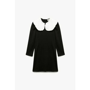 Rochie cu croiala dreapta si guler Peter-Pan - Alb/Negru imagine