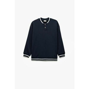 Bluza de trening cu guler baseball - Alb/Bleumarin imagine