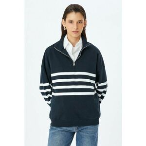 Bluza de trening lejera cu model in dungi - Alb/Bleumarin imagine