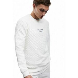 Bluza de trening texturata cu decolteu la baza gatului - Alb optic imagine