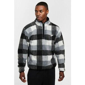 Bluza din material fleece cu fermoar scurt si logo - Albastru prafuit/Negru stins/Alb optic imagine