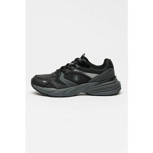 Pantofi sport de plasa si piele ecologica - Negru/Gri inchis imagine