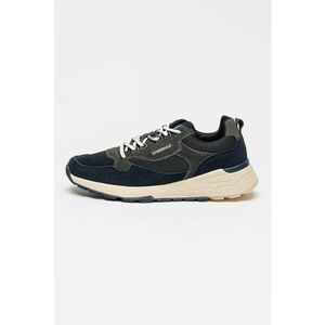 Pantofi sport de piele intoarsa cu insertii textile - Albastru ultramarin/Gri inchis imagine