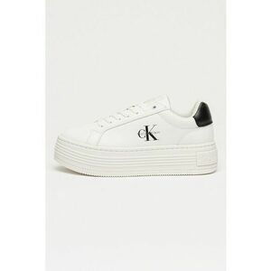Pantofi sport din piele si piele ecologica cu talpa flatform - Alb imagine