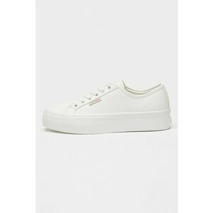 Pantofi sport din piele si piele ecologica cu talpa flatform - Alb imagine