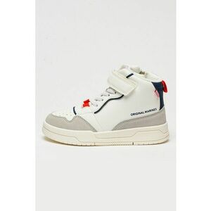 Pantofi sport mid-high din piele ecologica cu garnituri contrastante - Gri deschis/Alb optic imagine
