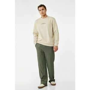 Pantaloni din amestec de bumbac cu croiala ampla si talie elastica - Kaki inchis imagine