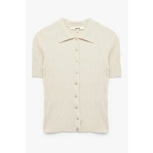 Cardigan tricotat fin texturat - Bej imagine