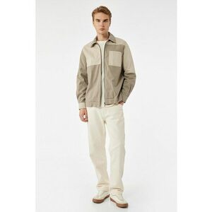 Jacheta regular-fit cu fermoar - Bej imagine