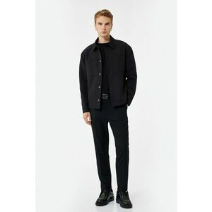 Pantaloni slim-fit cu model uni - Negru imagine