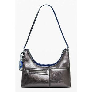 Geanta crossbody convertibila din piele ecologica - Argintiu/Bleumarin imagine