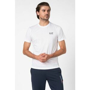 Tricou din bumbac cu decolteu la baza gatului - Alb imagine