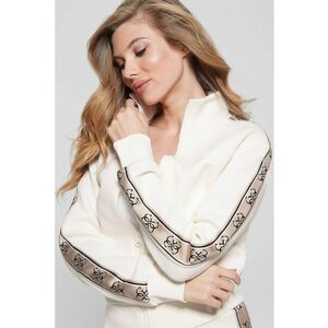 Bluza de trening cu benzi logo si fermoar - Crem imagine