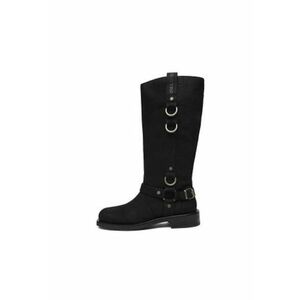 Cizme dama slip-on - benzi elastice - piele naturala - negru imagine