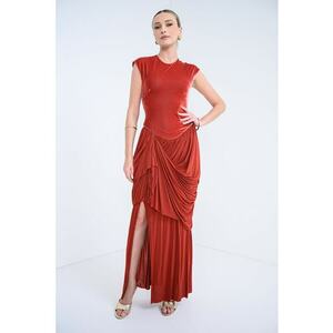 Rochie drapata Memento - Caramiziu imagine