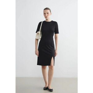 Rochie uni cu slit lateral - Negru imagine