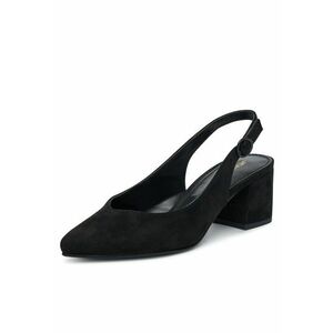 Sandale dama - cu toc - negre - tesatura imagine