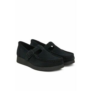 Mocasini dama semi-ghete - piele naturala - negru - imagine