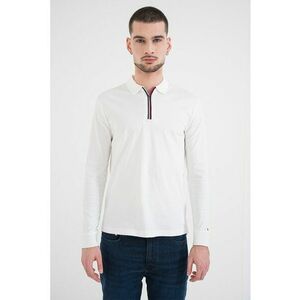 Bluza polo cu fenta cu fermoar - Alb imagine