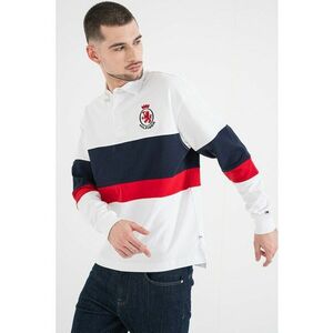 Bluza polo cu detaliu logo - Rosu/Alb/Bleumarin imagine