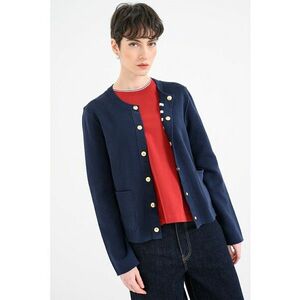Cardigan din bumbac cu nasturi - Bleumarin imagine