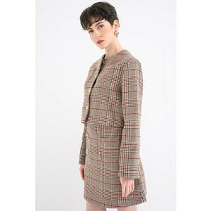 Jacheta crop din tuid - Rosu/Maro taupe imagine