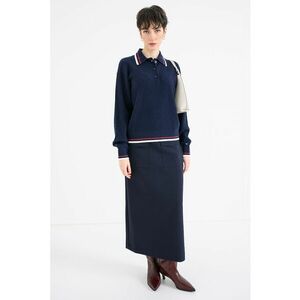 Pulover polo din amestec de lana si casmir - Bleumarin imagine
