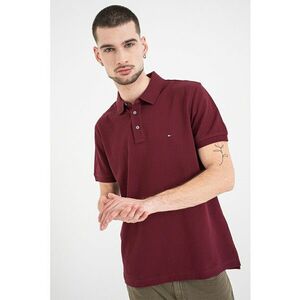 Tricou polo slim fit din amestec de bumbac organic - Rosu stins imagine