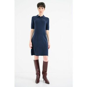 Rochie-triocu din lana cu guler polo - Bleumarin imagine