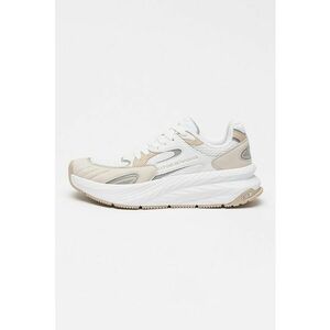 Pantofi sport low-cut cu insertii din plasa si model unisex - Alb/Bej imagine