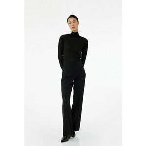 Pantaloni cu croiala dreapta si model uni - Negru imagine