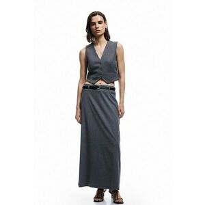 Fusta maxi cu model uni - Gri inchis imagine