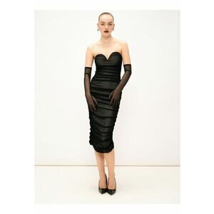 Rochie cambrata midi Edera Chic - Negru imagine