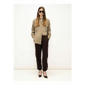 Pantaloni cargo cu talie elastica - Maro cognac imagine