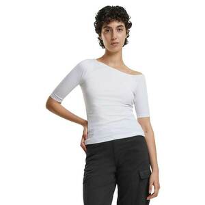 Bluza slim fit cu decolteu asimetric - Alb optic imagine